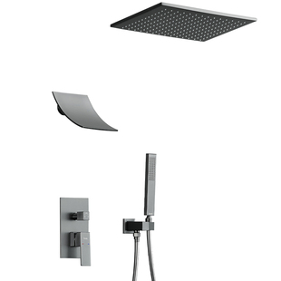 鼎菲全铜枪灰色暗装预埋入墙式淋浴隐藏式增压热熔吊顶花洒套装