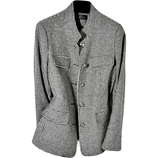 春季新款高端休闲H型时装小香风格子小立领时尚千鸟格短款外套女