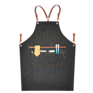 牛仔围裙定制logo理发店发型师咖啡厅餐饮男工作服木工手作人围腰