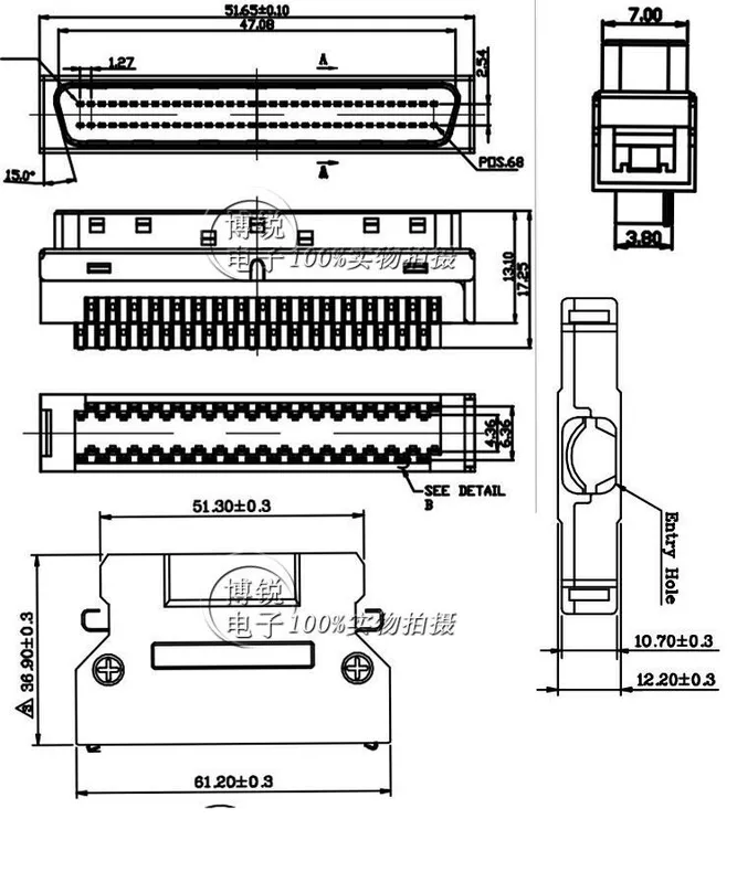 SCSI68P Cổng kết nối cắm HPDB nam cuối dây hàn vỏ sắt loại vít scsi68P lõi DB loại 68 lõi vỏ sắt