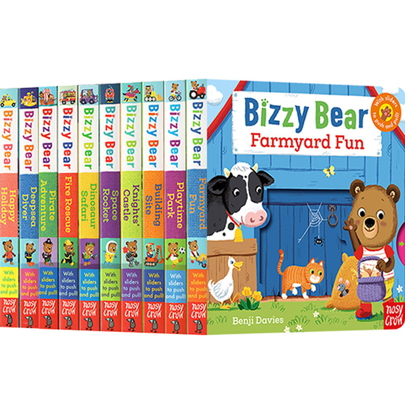 小熊很忙系列 12册 Bizzy Bear 儿童绘本童谣机关书 英文原版绘本 纸板操作书 启蒙认知合售 边玩边学