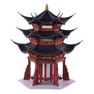 中式木质结构diy手工制作仿古建筑模型材料拼装迷你八角双凤亭子