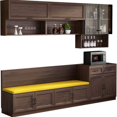 北欧小户型餐边柜卡座吊柜组合