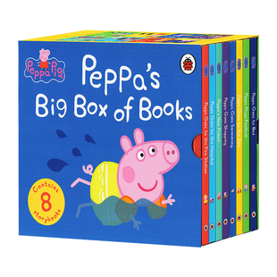 粉红猪小妹小猪佩奇 Peppa Big Box Of Books 8册 纸板书 英文原版绘本 Peppa Goes Swimming  幼儿启蒙认知 图画故事书