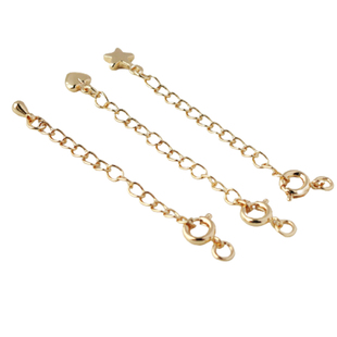 14K包金保色爱心五角星水滴尾链/手链项链延长链圆扣弹簧扣头链接