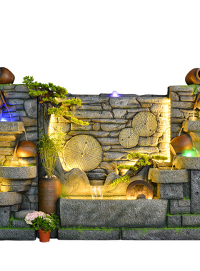 中式风别墅石磨大假山水景景观