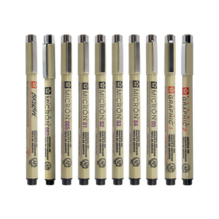 日本Sakura进口樱花针管笔套装防水勾线笔学生用美术彩色黑棕色一次性手绘图动漫画设计描边