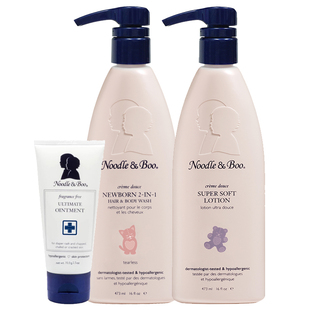 美国Noodle & Boo宝宝经典洗护3件套(2合1洗沐+润肤乳+修护膏)