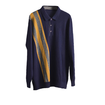 100% wool sweater 2024 ພາກຮຽນ spring ຜູ້ຊາຍໃຫມ່ lapel ຂົນສັດບໍລິສຸດ sweater ບາດເຈັບແລະເຕັມ wool bottoming sweater