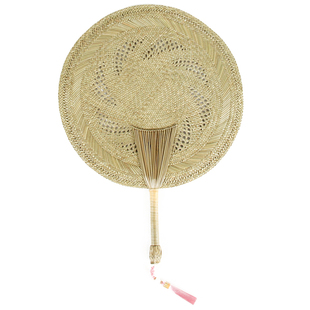 绿竹翁正品扇子花好月圆手编圆形蒲扇老人扇送礼夏季乘凉蒲草老式