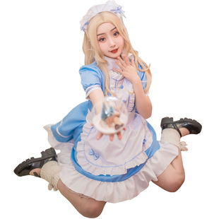 猫老师大码女仆装二次元女佣服动漫cosplay服装女男穿大佬天蓝色