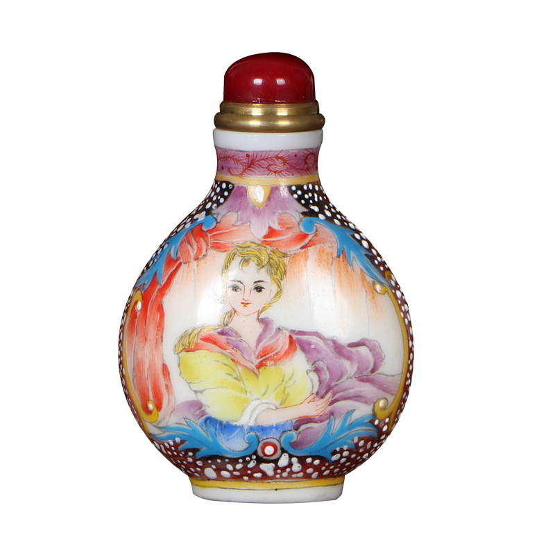 鼻烟壶琉璃彩绘特色手工艺品送老外收藏创意礼品生日节日礼物