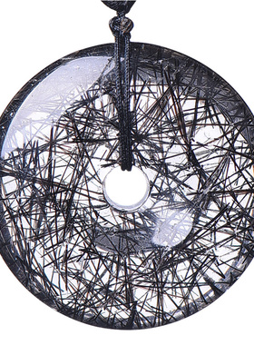 天然黑发晶平安扣挂坠情侣礼物