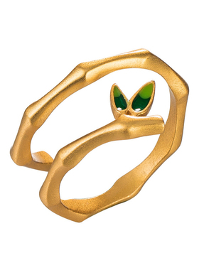 竹子滴胶绿色民族风手饰品戒指环