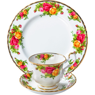 Royal Albert皇家阿尔伯特老镇玫瑰骨瓷咖啡杯碟盘礼盒装英式茶杯