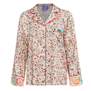 soie jardin3#藤蔓玫瑰真丝印花女三件套桑蚕丝绸家居服睡衣套装