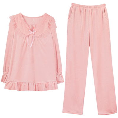 珊瑚绒秋冬季套头加厚公主风睡衣