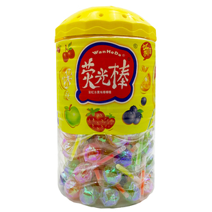 儿童好看的水果味糖果荧光棒棒糖整箱批散装酒吧夜光棒糖罐装桶装