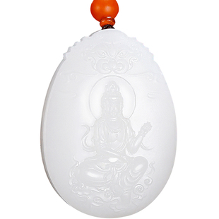 和田玉羊脂白玉观音吊坠男款菩萨平安玉牌子天然玉石挂件项链玉坠