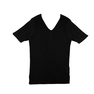 优媛昊艺桑蚕丝真丝双v领短袖修身针织衫时尚百搭妈妈t恤女上衣