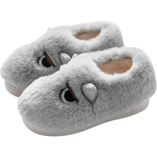 棉鞋毛绒棉拖鞋女家用包跟可爱秋冬季月子情侣家居家用男冬天保暖