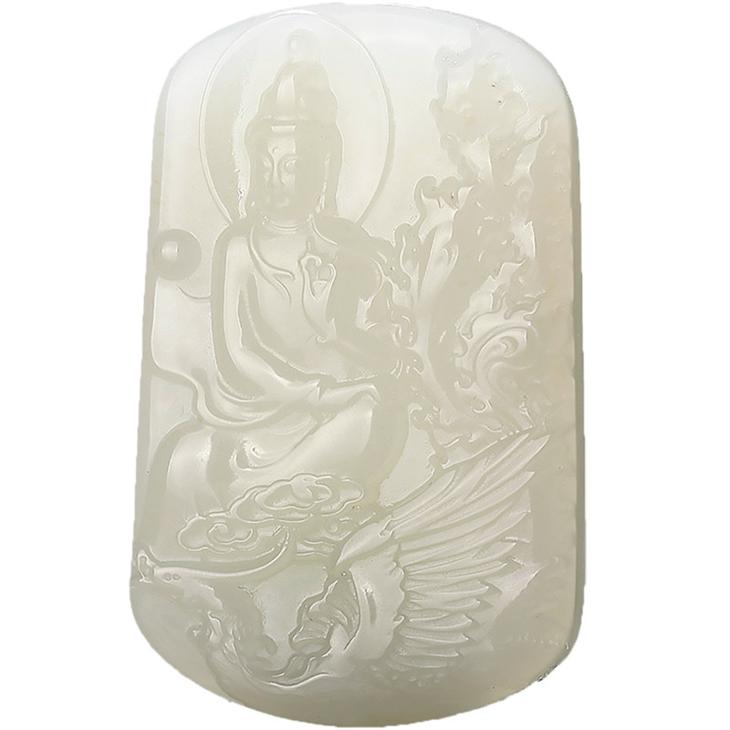 羊脂白玉男款挂件观音吊坠