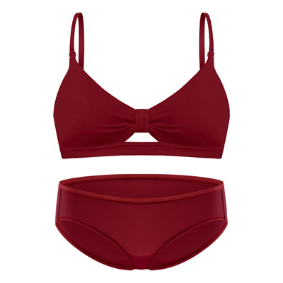 本命年红色法式聚拢少女文胸套装