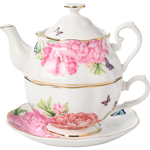 RoyalAlbert皇家阿尔伯特 米兰达骨瓷茶具三件组套装欧式茶壶杯碟