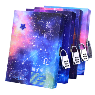 十二星座密码笔记本带锁日记本本子学生奖品男女生创意文具学习用品礼物礼品秘密日记本多功能手账本密码本