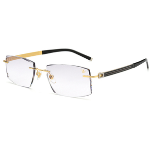 万金宝无框眼镜男近视商务纯钛镜架近视镜眼镜框钻石切边金色0007