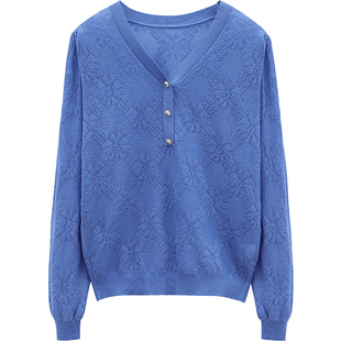 打底衫女内搭洋气2021春季新款开衫薄款宽松外穿泡泡袖v领针织衫