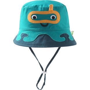 防紫外线新生婴儿帽子卡通防晒帽儿童渔夫帽薄款男宝宝遮阳帽纯棉