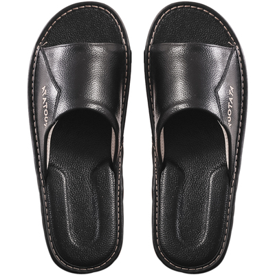 居家居软底透气吸汗牛皮凉拖鞋