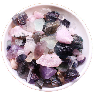 如鸿天然水晶原石矿石鱼缸石儿童宝石毛料造景彩色石头小碎宝石