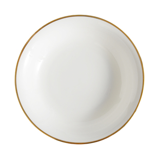 餐具骨瓷白色金边盘子深底大盘子家用10英寸大号酒店餐厅菜盘子