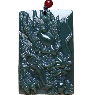 大气龙牌玉坠男款天然新疆和田玉霸气龙首吊坠高档玉石项链挂件玉