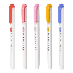 日本ZEBRA斑马荧光笔WKT7淡色荧光色笔新色正品全套灰色手账双头荧光记号笔彩色划重点银光标记笔 学生用