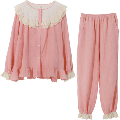 长袖甜美风开衫男士全棉情侣睡衣