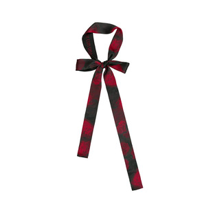 双成记红黑玫瑰缎面长条丝巾系脖真丝领带女桑蚕丝朱一龙同款送礼