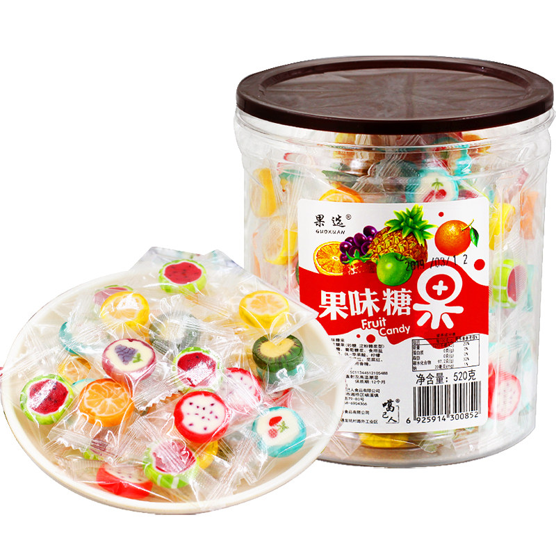 网红水果切片糖混合水果味结婚喜糖小硬糖散装糖果小零食好吃的糖