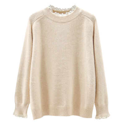 配大衣的内搭毛衣女装半高领蕾丝女士针织打底衫洋气