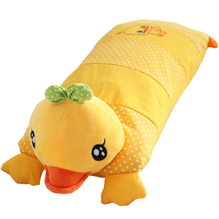 卡通儿童枕头加长小黄鸭荞麦枕芯小孩宝宝纯棉枕套0-6岁幼儿园枕