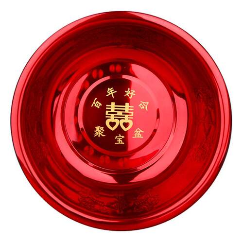 结婚喜盆一对新娘娘家嫁妆红色洗脸盆陪嫁用品大全盆子红盆子套装
