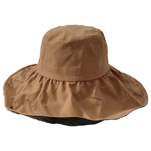 UV黑胶防晒遮阳帽子女夏遮脸防紫外线太阳帽户外骑车大帽檐渔夫帽