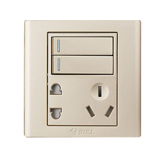 公牛开关插座五孔插座带二开双控开关面板2开5孔电源墙壁插座家用