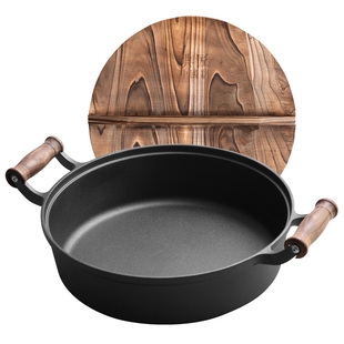 典匠铸铁平底煎锅加深生铁无涂层厚底锅不粘锅家用烙饼锅30\32cm