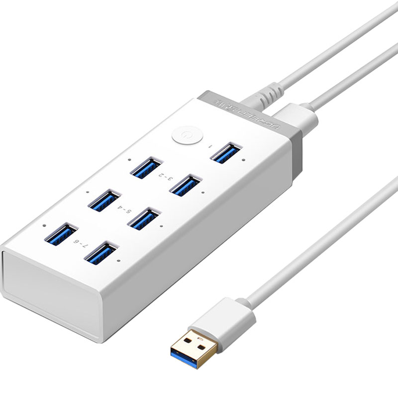 绿联usb3.0扩展器7口高速集分线器笔记本电脑一拖10接口外接HUB带电源手机充电转接头U盘拓展坞转换多口群控