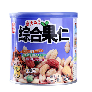 天兴隆综合果仁208g12罐混合零食巴旦木每日坚果散装豆干腰果原味