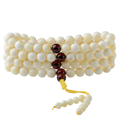 天然原矿白花蜜白蜜108佛珠手链