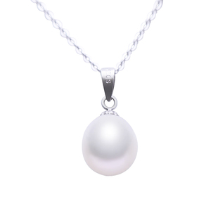 珍世缘 水滴形珍珠吊坠白紫粉色送女友时尚款单颗新款纯银送长辈